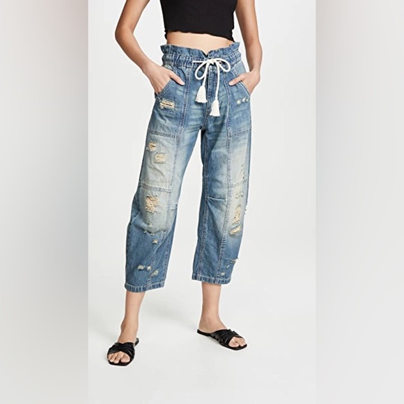 Free People In My Time Cargo Crop Jeans
